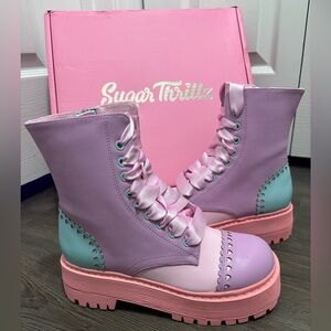 NIB Dolls Kill / Sugar Thrillz Bubblegum Party Combat Boots